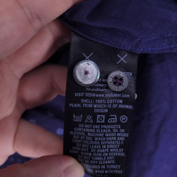 Ted Baker Shirt Mens 2 Small Blue Graphic Print - Picture 10 of 11